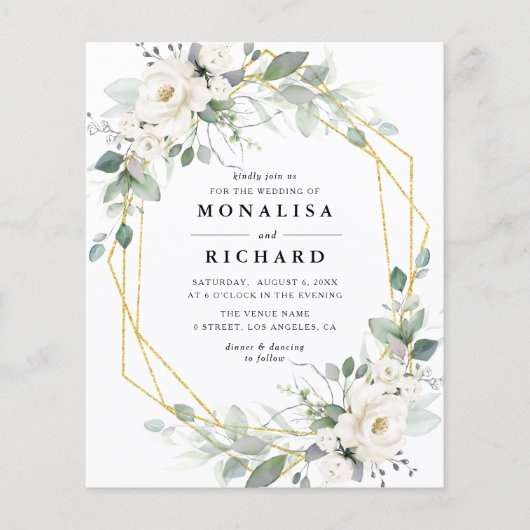 Witte gouden lijst huwelijksuitnodiging (Voorkant)