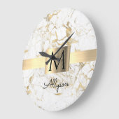 Witte & Gouden Marmeren Gouden Doos, Zwarte Naam M Grote Klok (Hoek)