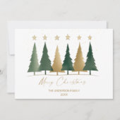 Witte & Gouden Minimalistische Moderne Kerstbomen Kaart (Voorkant)