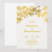 Witte Gouden Moderne Huwelijksuitnodiging Kaart (Voorkant / Achterkant)