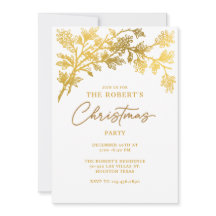 Witte Gouden Moderne Kerstfeest Uitnodiging