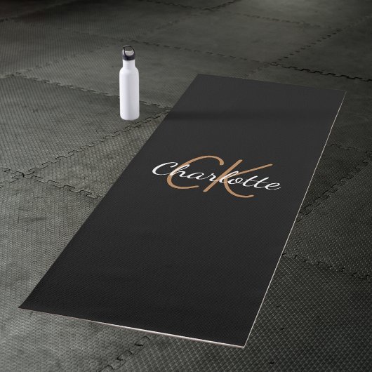 Witte gouden monogram initiaal naam script elegant yogamat
