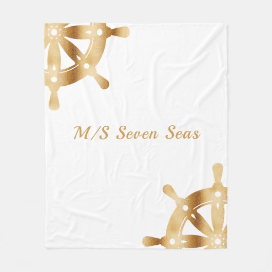 Witte gouden motorboot, stuurwiel fleece deken (Voorkant)