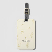 Witte Gouden Muzieknoten Bagagelabel (Voorkant (verticaal))