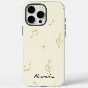 Witte Gouden Muzieknoten iPhone 16 Pro Max Hoesje