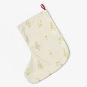 Witte Gouden Muzieknoten Kerstmis Grote Kerstsok (Achterkant (Hangend))