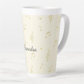 Witte Gouden Muzieknoten Latte Mok (Rechterhoek)