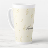 Witte Gouden Muzieknoten Latte Mok (Linkerhoek)