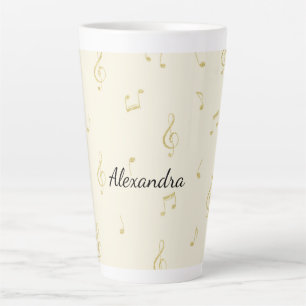 Witte Gouden Muzieknoten Latte Mok