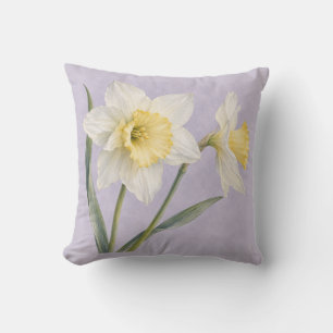 Witte Gouden Narcissen Lavendel Botanisch Waterver Kussen