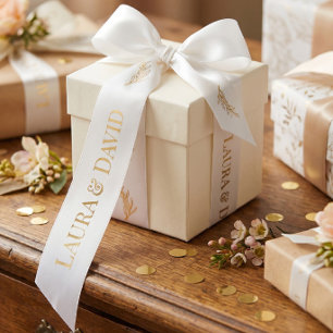 Witte Gouden Persoonlijke Trouwcadeau Lint