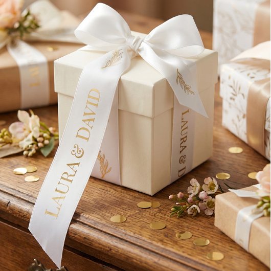 Witte Gouden Persoonlijke Trouwcadeau Lint