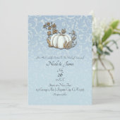 Witte & Gouden Pompoen Blauw Grijs Asherhuwelijk Kaart (Staand voorkant)