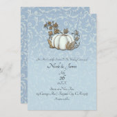 Witte & Gouden Pompoen Blauw Grijs Asherhuwelijk Kaart (Voorkant / Achterkant)