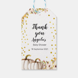 Witte & gouden pompoen Moderne bedankkaart. Cadeaulabel