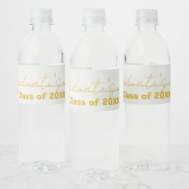 Witte gouden script afstudeerfleslabel waterfles etiket