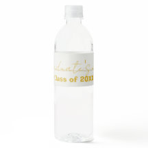 Witte gouden script afstudeerfleslabel 