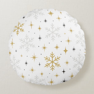 Witte & Gouden Sneeuwvlok Glitter Worp Kussen