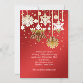 Witte gouden sneeuwvlokken rode Kerstparty Kaart (Achterkant)