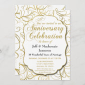 Witte Gouden Spiraal Jubileum Uitnodiging Elegant (Voorkant / Achterkant)