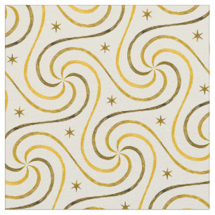 Witte Gouden Spiraal Sterren Kerstpatroon Elegant Stof