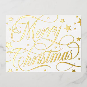 Witte Gouden Ster Merkwaardig Kerstmis Folie Feestdagen Briefkaart