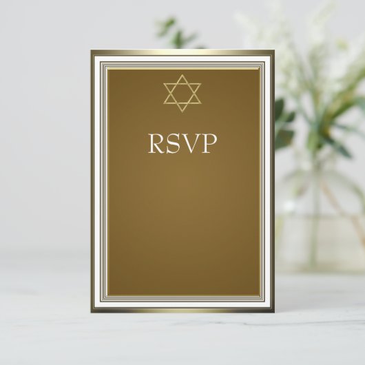 Witte Gouden Ster van David Bar Mitswa RSVP (Staand voorkant)