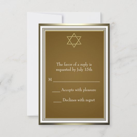 Witte Gouden Ster van David Bar Mitswa RSVP (Achterkant)