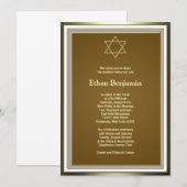 Witte Gouden Ster van David Bar Mitzvah Kaart (Voorkant / Achterkant)