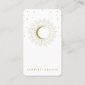 Witte & Gouden Sterren Celestial Sunburst Moon QR Visitekaartje (Voorkant)