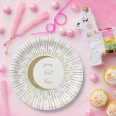 Witte & Gouden Sterren Celestial Sunburst Moon Wed Papieren Bordje (Feest)