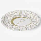 Witte & Gouden Sterren Celestial Sunburst Moon Wed Papieren Bordje (Gekanteld)