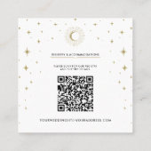 Witte & Gouden Sterren Celestial Sunburst Moon Wed Vierkante Visitekaartje (Achterkant)