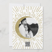 Witte Gouden Sterren Hemelse Sunburst Maan Dank U Kaart (Achterkant)