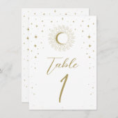 Witte Gouden Sterren Hemelse Sunburst Tafelnummer (Voorkant / Achterkant)