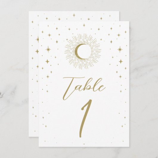 Witte Gouden Sterren Hemelse Sunburst Tafelnummer (Voorkant / Achterkant)