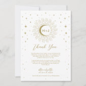 Witte Gouden Sterren Hemelse Zonneschijn Maan Dank Kaart (Voorkant)