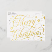 Witte Gouden Sterren Kerstmis Folie Feestdagen Briefkaart (Voorkant / Achterkant)