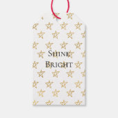Witte gouden sterren schitteren helder cadeaulabel (Voorkant)