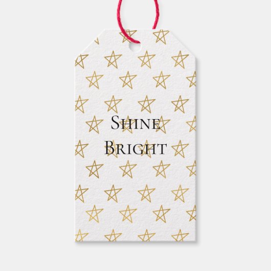 Witte gouden sterren schitteren helder cadeaulabel (Voorkant)