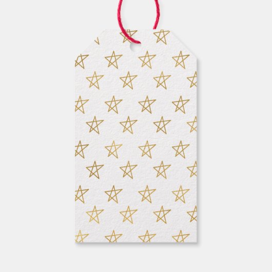 Witte gouden sterren schitteren helder cadeaulabel (Achterkant)