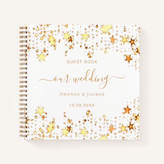 Witte gouden sterren voor het gastboek notitieboek (Voorkant)