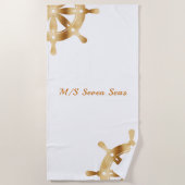 Witte gouden stuurwielen Naam jacht Strandlaken (Voorkant)