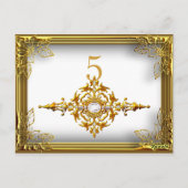 Witte Gouden Tafel Nummer Zitplaatskaart Briefkaart (Achterkant)