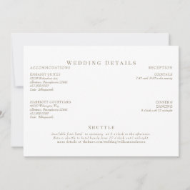 Witte & Gouden Tekst Trouwdetails Kaart