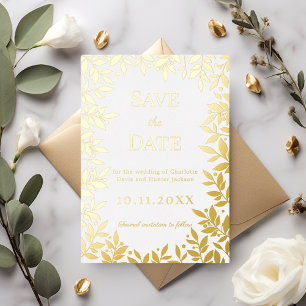 Witte gouden trouw Save the Date foliekaart Folie Uitnodiging
