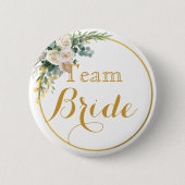 Witte Gouden Trouw Team Bruid Knop Ronde Button 5,7 Cm (Voorkant)