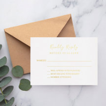 Witte gouden trouwreactie RSVP foliekaart