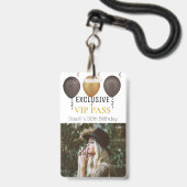 Witte Gouden Verjaardagsfeest Foto Aangepaste Pas Badge (Voorzijde met lanyard)