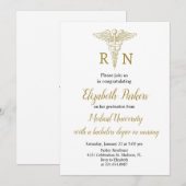 Witte Gouden Verpleegkunde Afstudeerfeest Kaart (Voorkant / Achterkant)